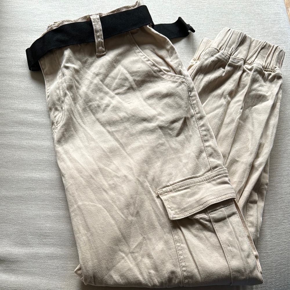 Rue21 Tan Cargo Pants with Elastic Waistband